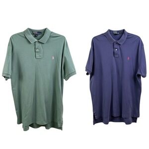 2 Polo By‎ Ralph Lauren Green & Purple Polo Golf Shirts Pink Red Pony Size Large